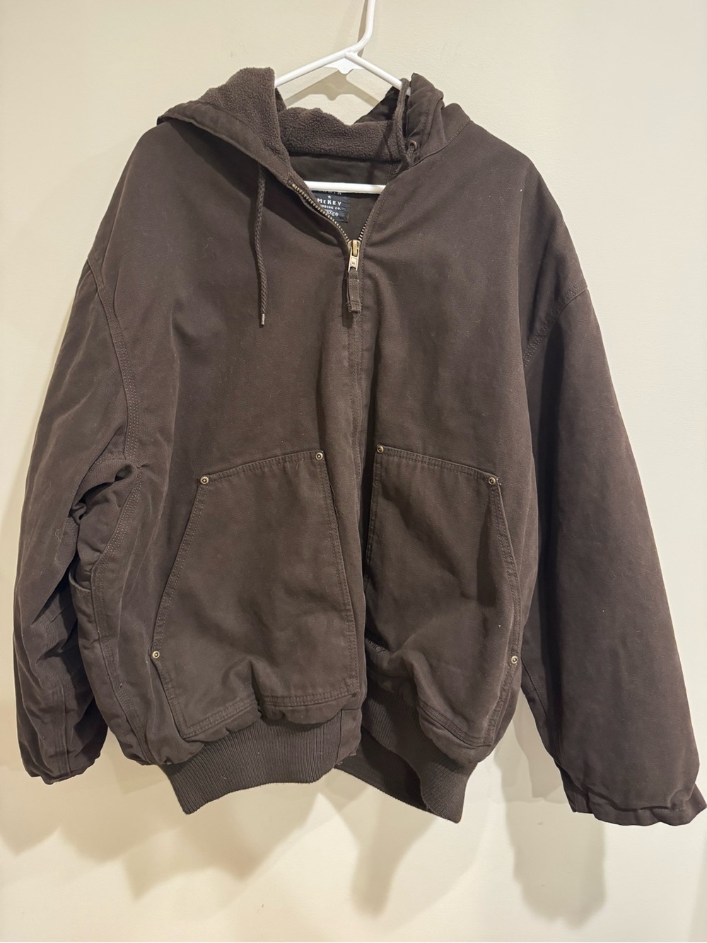 Lakin Mckey Trading Co Men's Hooded Fleece Lined Work Jacket - Dark Brown